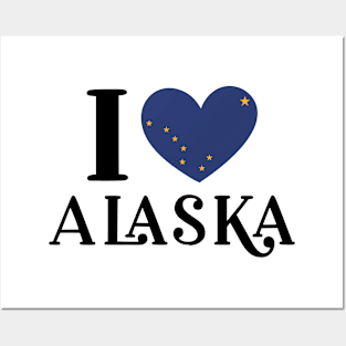 I Love Alaska State Heart Flag Posters and Art